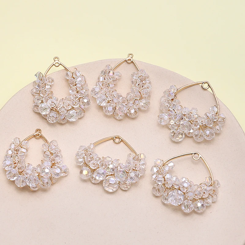 

Блестящие Стразы AB с кристаллами, Пришивные геометрические серьги-подвески из сплава в виде капли воды, модные подвески для ожерелья, 10 шт., аксессуары для украшения