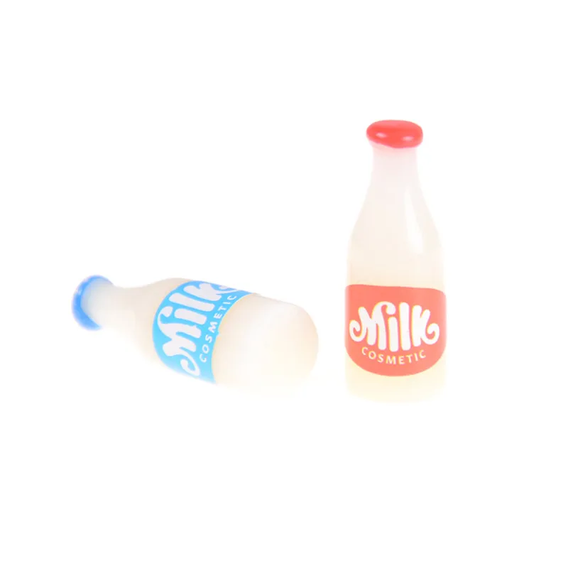 

2Pcs/lot 2cm 1:12 Miniature Food Milk Bottles Breakfast Dollhouse Kitchen Accessories Christmas Gifts