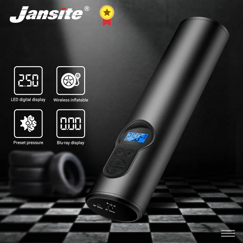 

Jansite Tyre Inflatable Handheld Portable Car Mini Air Pump Compressor Preset Pressure With LED Emergency Light For Tires balls