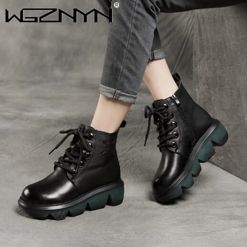 

Новые повседневные Высокие Ботинки Martin из натуральной искусственной кожи в стиле ретро, женские ботинки с высоким верхом, однослойные боти...