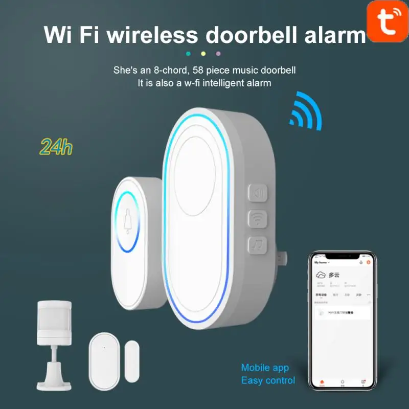 

Дверной звонок TUYA с Wi-Fi и сигнализацией, 433 МГц