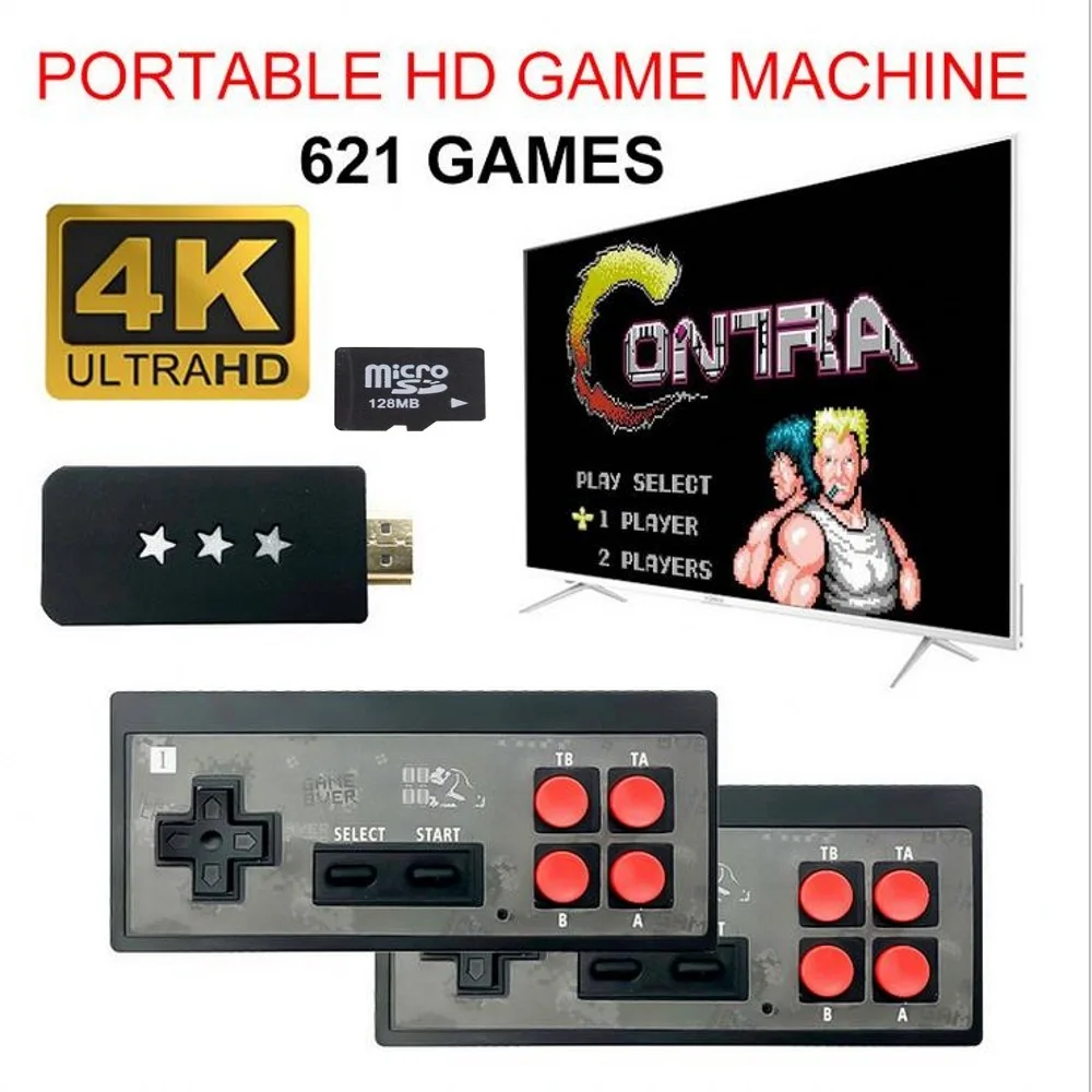 

Y2 Y2 P 4K Video Game Console Built in 621 Classic Games Mini Retro Console Wireless Controller HDMI-Output Dual Players