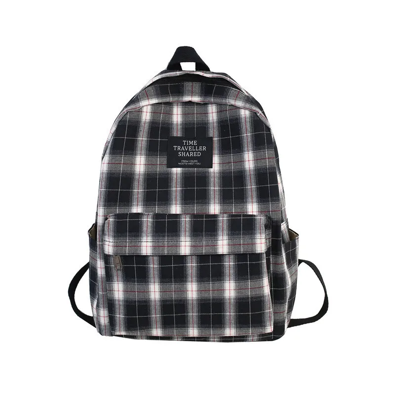 

2021 student fashion backpack women's checked pattern schoolbag canvas soft back campus style Backpack Travel Backpack