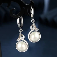 fanqieliu silver color s925 stamp pearl drop earrings for women new cz zircon jewelry dangler trendy girl gift fql22160