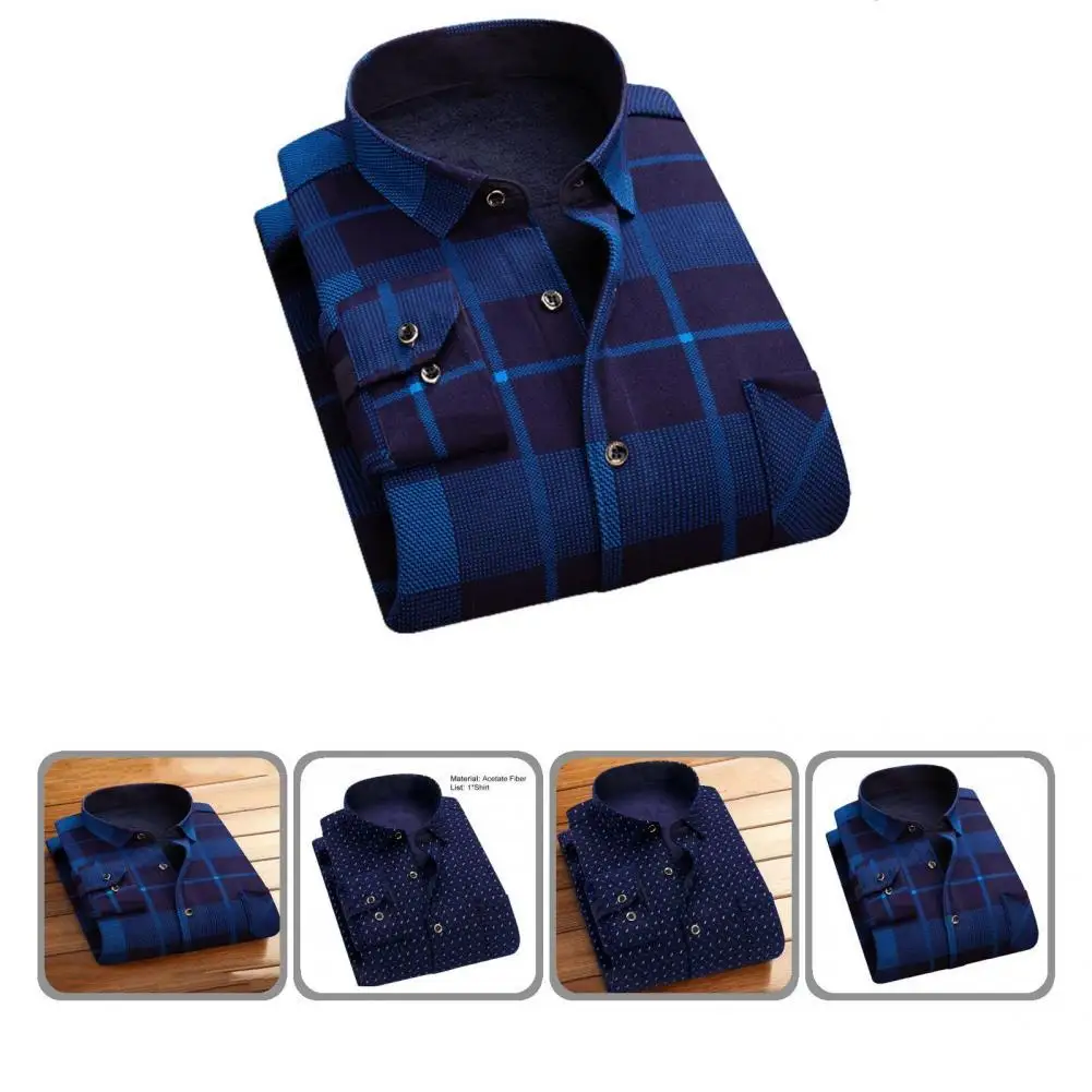 

Grid Terrific Thicken Cardigan Male Shirt Acetate Fiber Shirt Business for Home