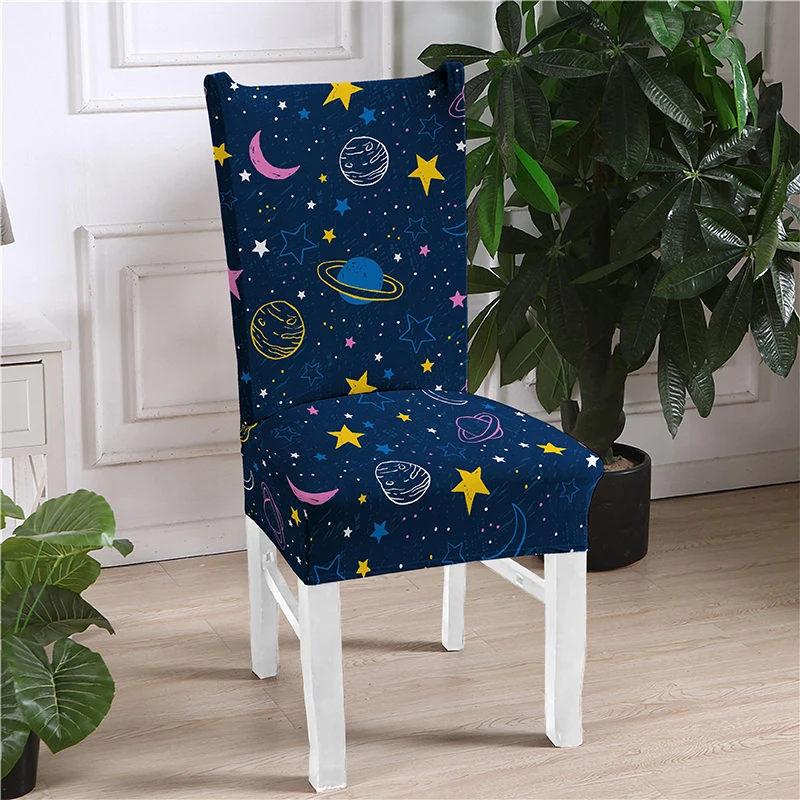 Чехлы на стулья из спандекса с рисунком планеты эластичная универсальная