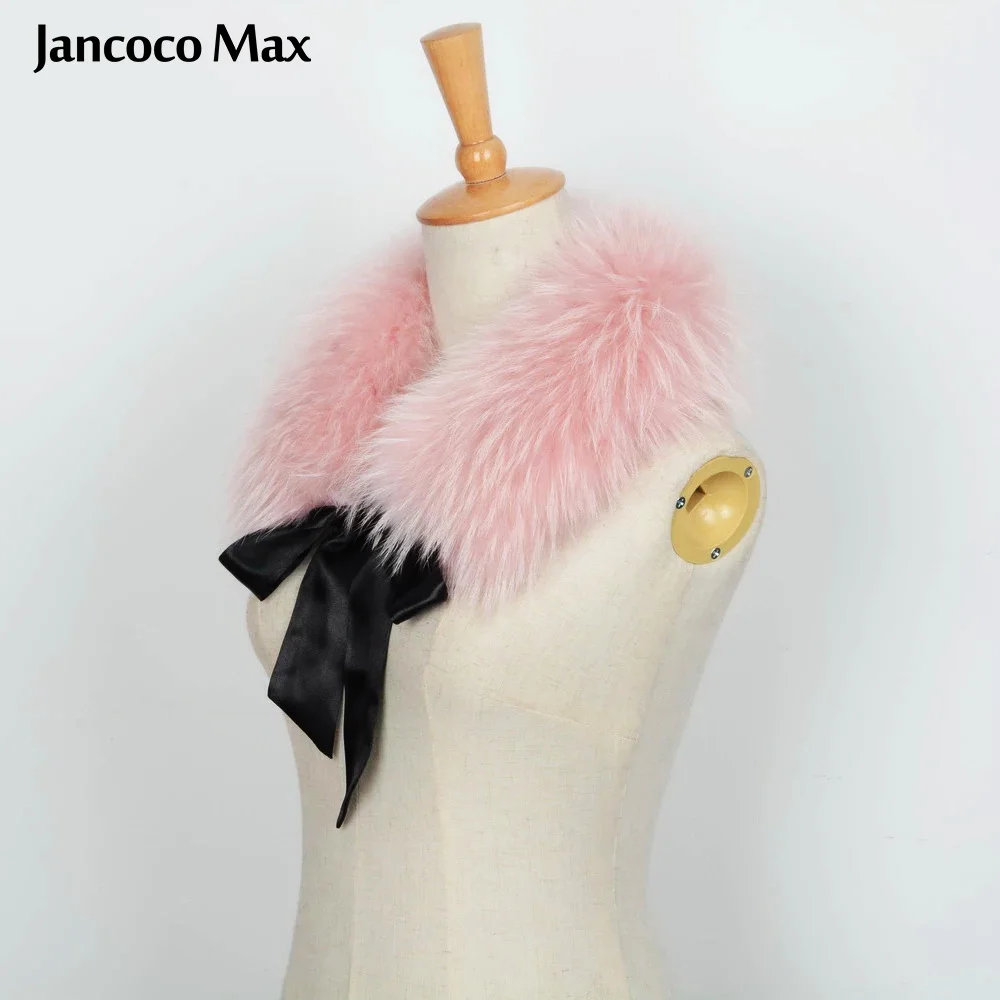 Jancoco Max женский шарф из натурального меха воротник енота зимнее пальто Обрезка с