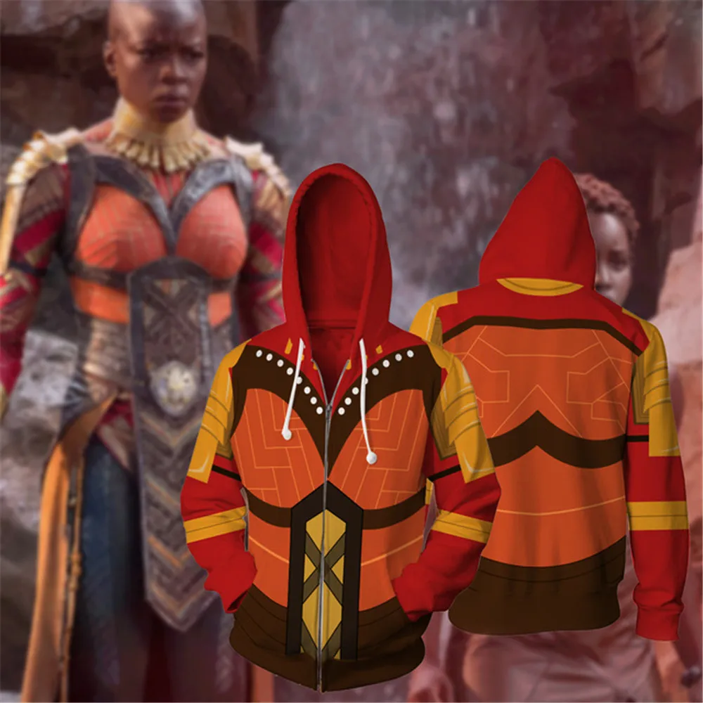 Толстовка Черная пантера Okoye Erik Killmonger толстовка с длинным рукавом на молнии