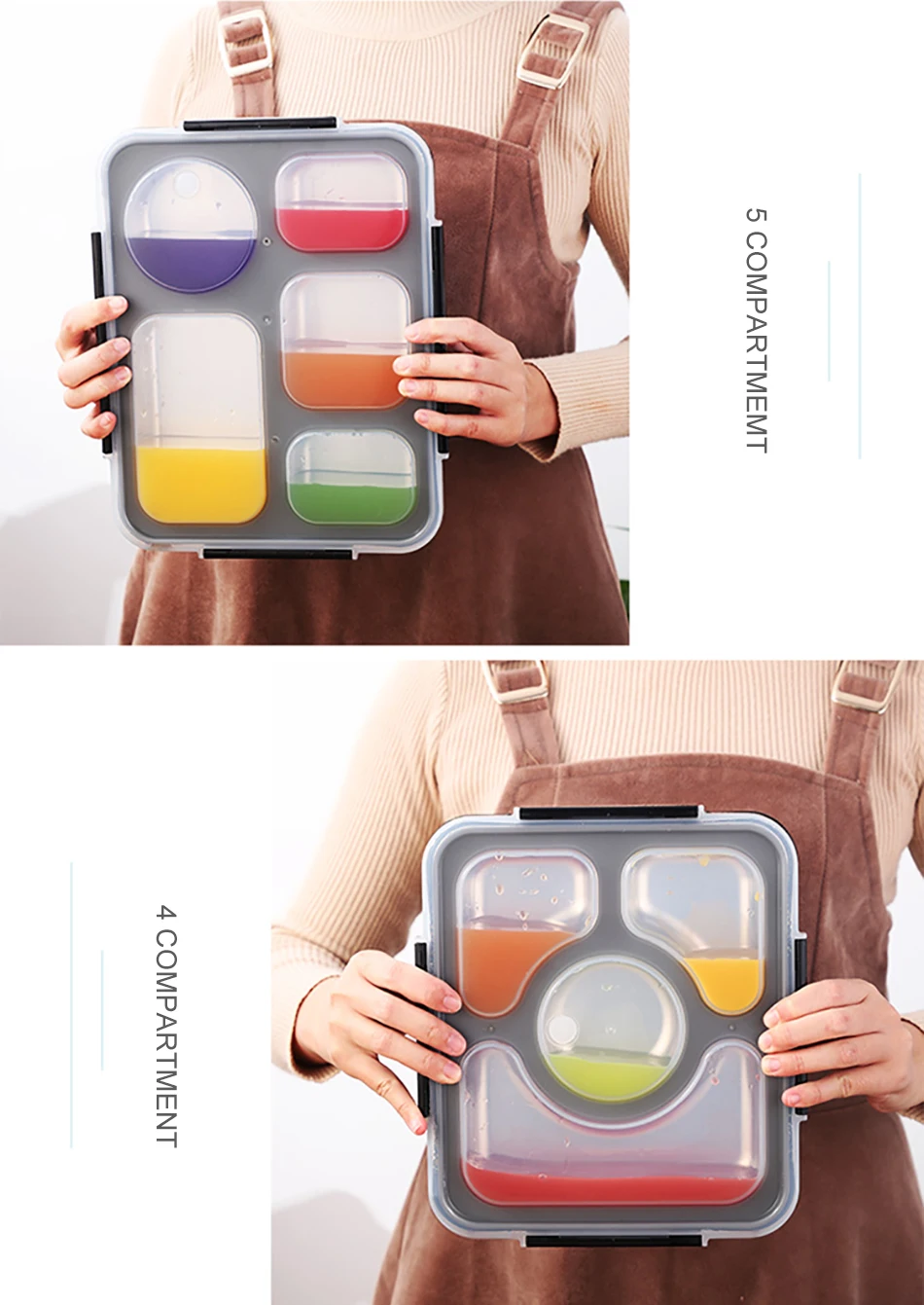Baispo Leakproof Lunch Box Thermal Bento Box with Tableware Food Container with Compartments For Students Office Worker