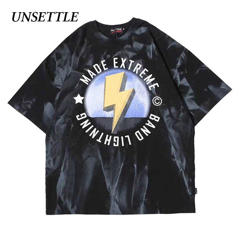 UNSETTLE Harajuku футболки Летние молнии для мужчин/женщин хип хоп модная футболка с