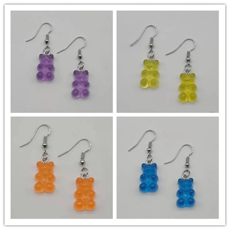 Женские Мультяшные милые полимерные серьги цветные животные медведь высокое