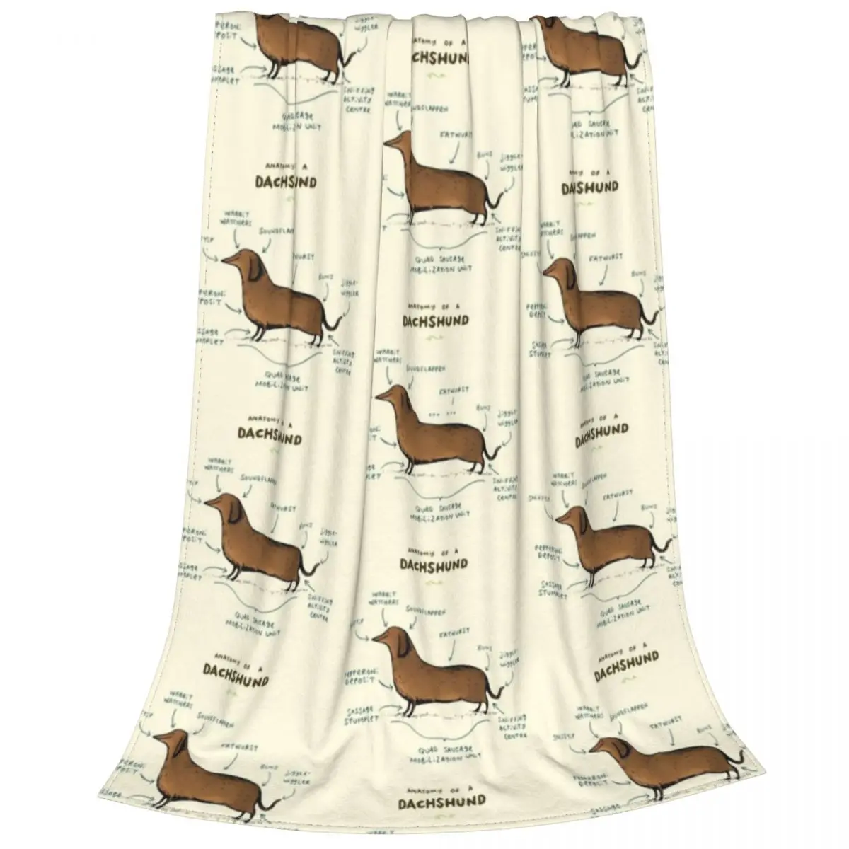 

Anatomy Of A Dachshund Blanket Flannel Winter Dog Lover Furry Portable Lightweight Throw Blanket for Home Outdoor Bedding Throws