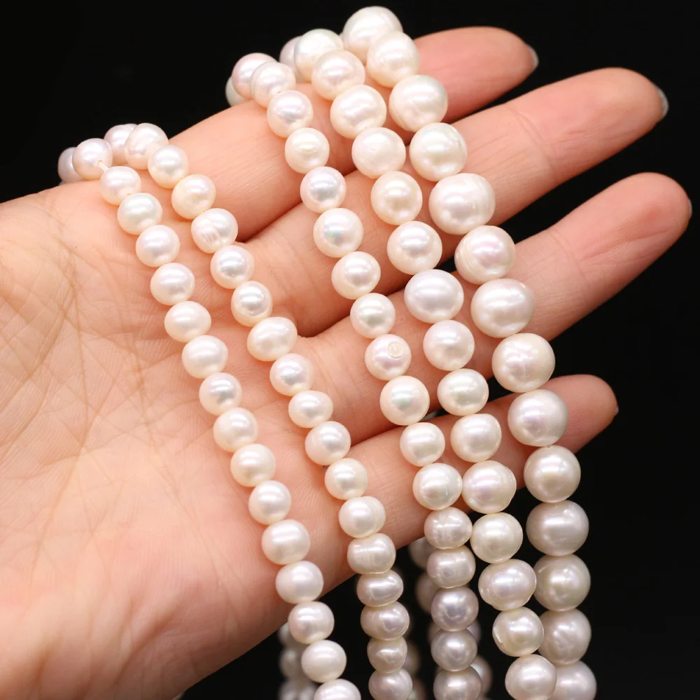 

High Quality 100% AA Natural Freshwater Pearl Round White Beads for Jewelry Making Bracelet Necklace Accessories