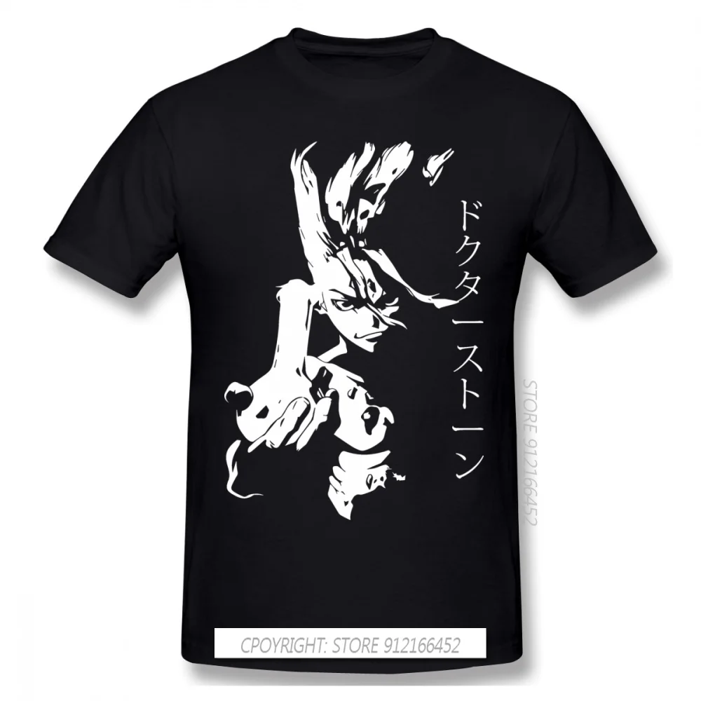 

Cool Print 100% Cotton Funny T Shirts Dr Stone Senku Ishigami Tsukasa Post Apocalyptic Anime Men Fashion Streetwear