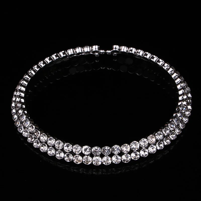 Ожерелье чокер женское с большими кристаллами колье серебряным покрытием