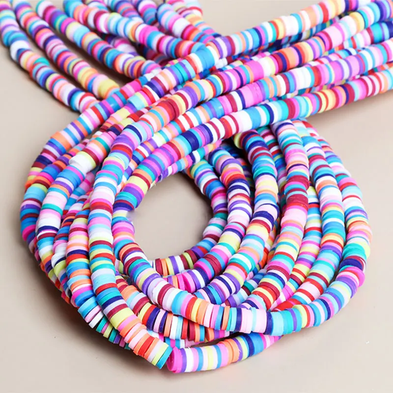 

4 6mm Mixed Flat Round Polymer Clay Beads Heishi Disc Spacer Beads For Jewelry Making DIY Accessorries For Bracelet Necklace