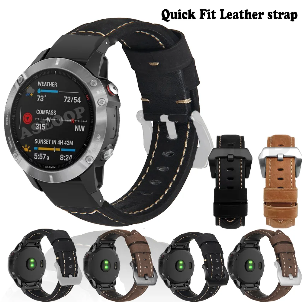 

For Garmin Fenix 6S 6 6X Pro 5S 5 5X Plus 3 HR MK1/2s Wristband Quick Fit Leather smart Watch Strap Forerunner 935/945 Bracelet