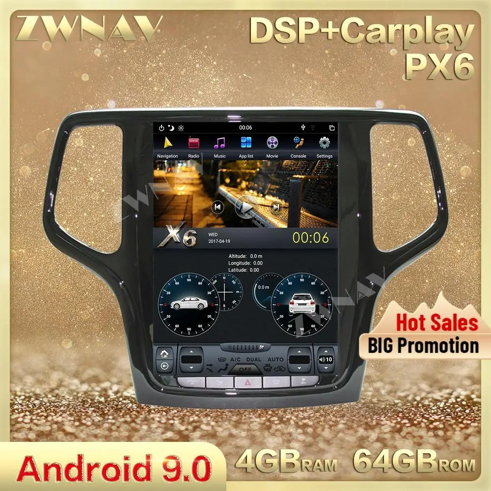 Автомобильный мультимедийный плеер в стиле Tesla вертикальный экран Android 9 0 для JEEP