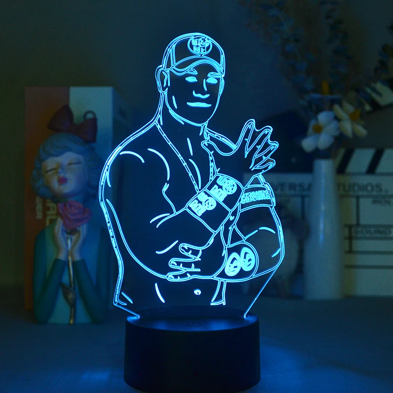 

3D Night Lamp Star Wrestling StarJohn Felix Anthony Cena 16 Colors Visual USB Plug-in Table Light Teenager Bedroom Decoration
