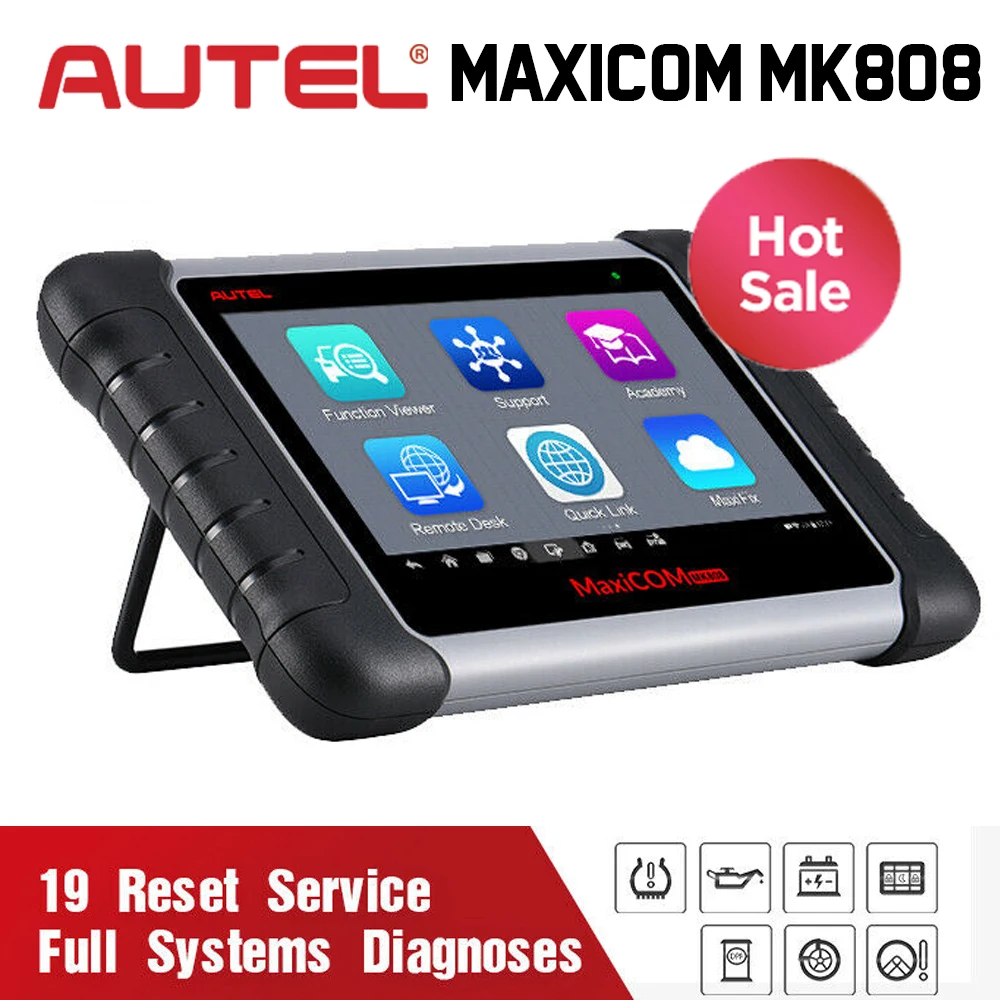 Autel MaxiCOM MK808 MX808 автомобильный диагностический инструмент вся система программирования ключей OBD2 II сканер ABS SRS as MD802+ maxichek Pro