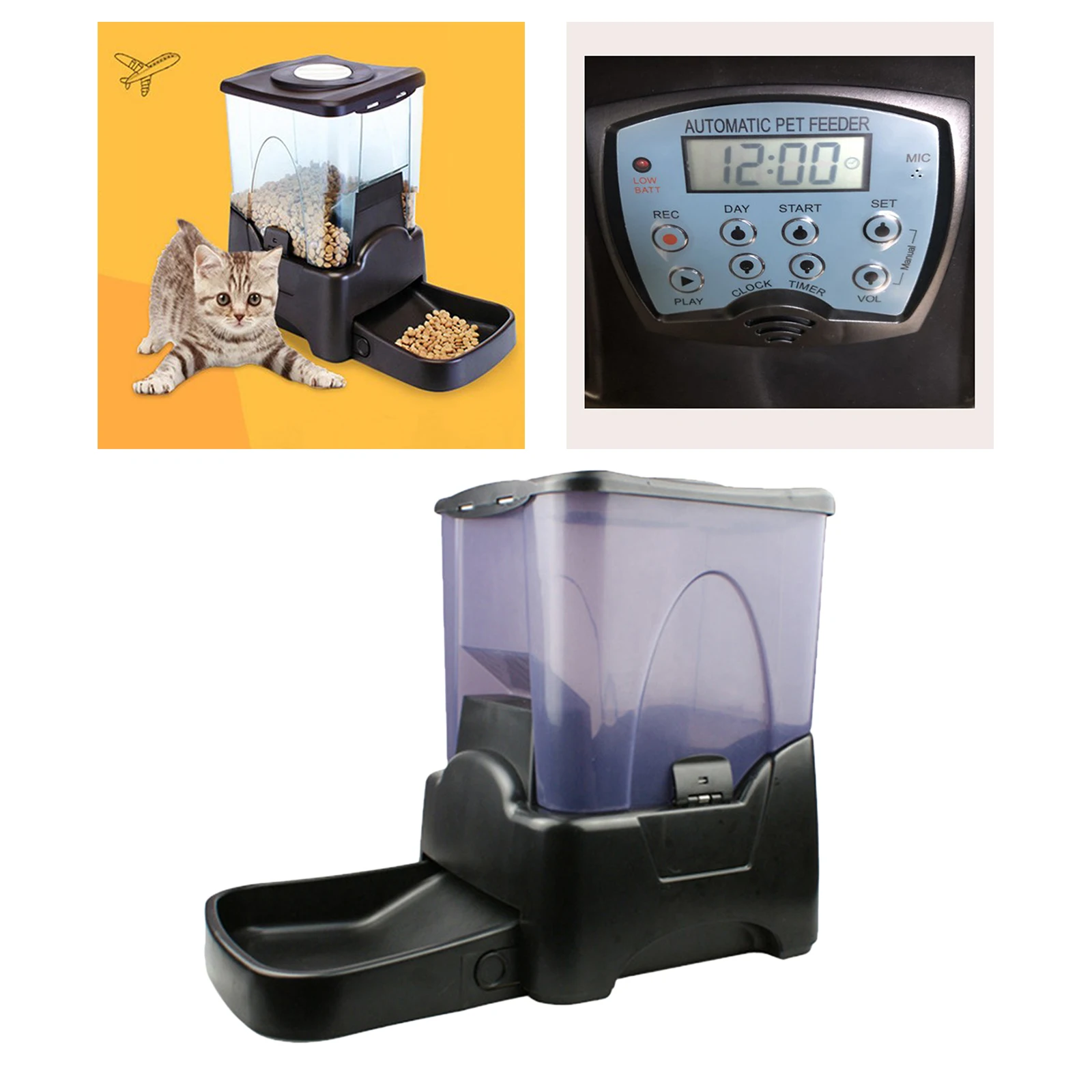 

Automatic Pet Feeder, Timed Dog Cat Food Dispenser for Dry Food, Control 1-4 Meals per Day & Voice Recorder for Puppy Kitten