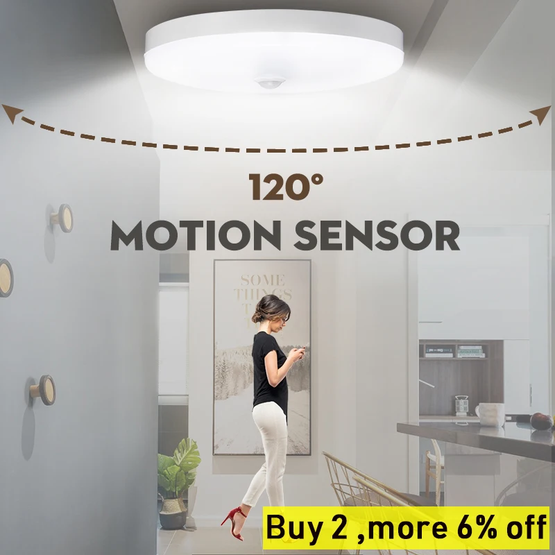 Современный светодиодный потолочный светильник с датчиком движения 12 Вт 220 В