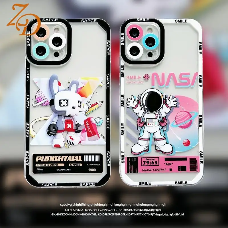 

Cartoon Astronau Phone Case For iPhone 13 12 11 Pro Max 7 8 Plus X Xs Max Xr Se2020 Alien Right-AngleLens Protection Phone Cover