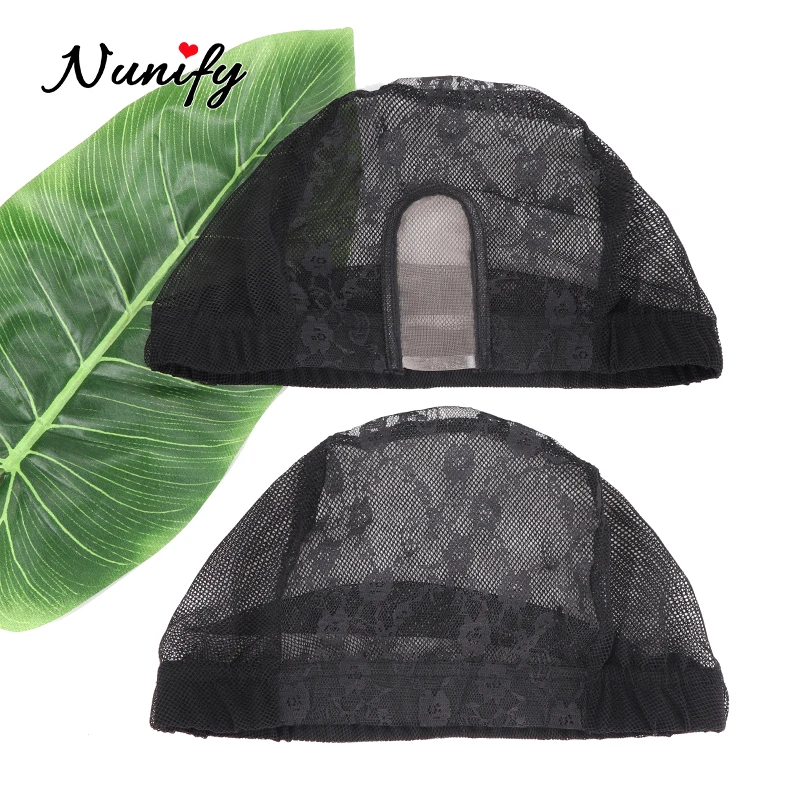 Nunify 1pcs Black U Part Wig Cap With Swiss Lace Net Making Wigs Full Weaving Mesh Base Machine Made Stretchy | Шиньоны и парики