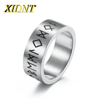 xidnt viking warrior stainless steel odin viking amulet rune mens ring fashion text retro hip hop jewelry birthday party gift