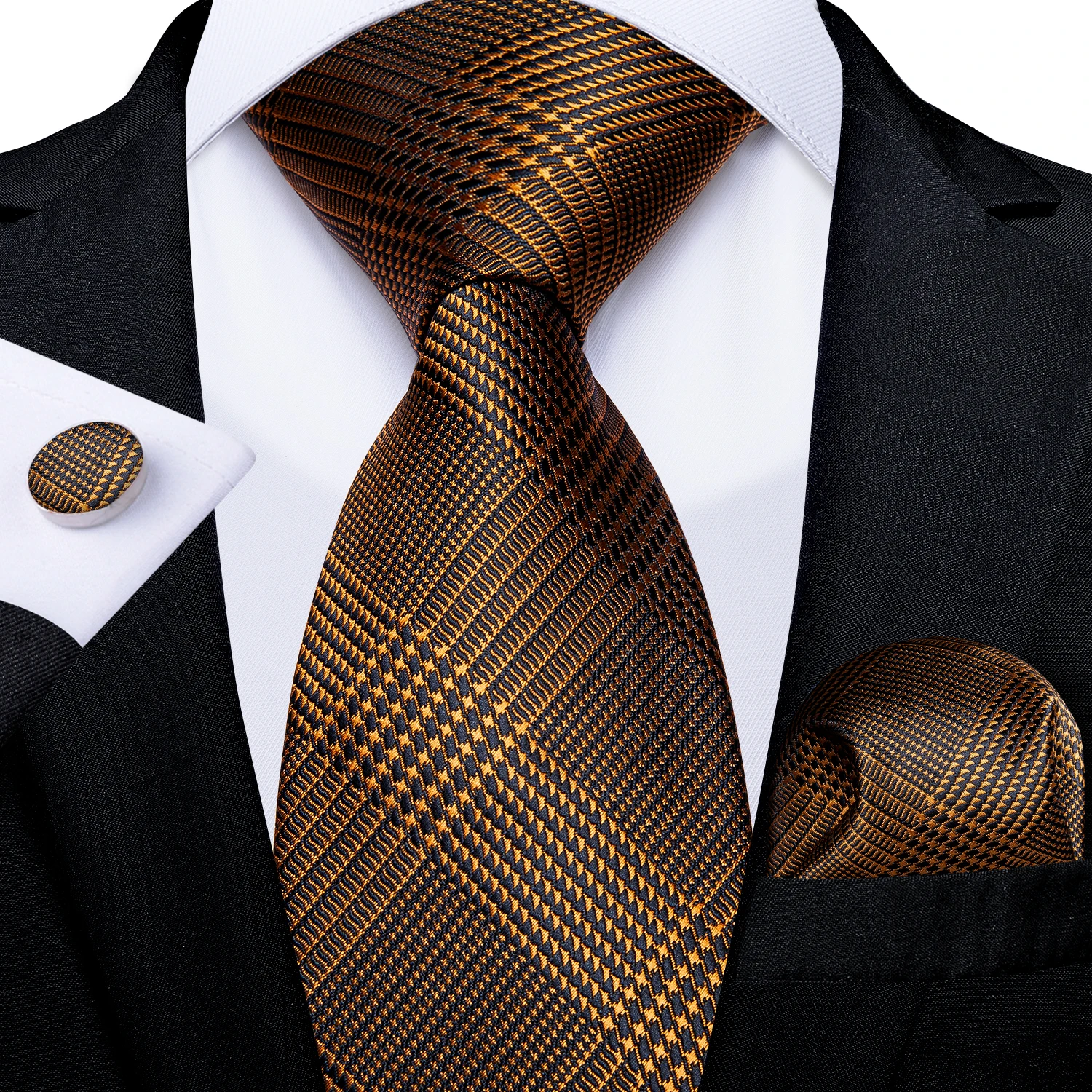 Роскошные шелковые галстуки с узором «гусиные лапки» черного, золотого, серого, серебристого цвета для мужчин, деловые Свадебные Мужские га...