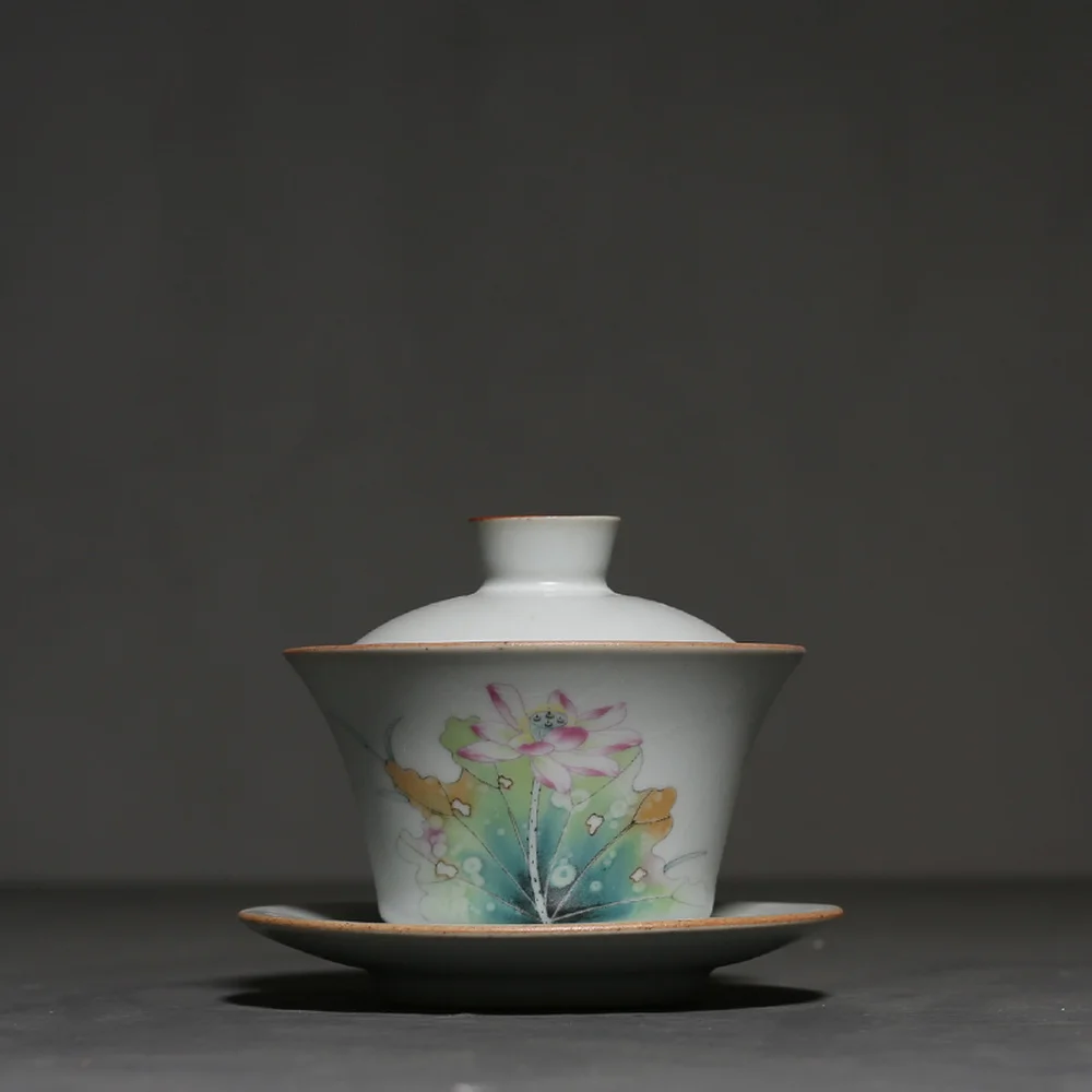 

140ml Retro Ru Kiln Porcelain Gaiwan Chinese Kung Fu Tea Tureen Ceramic Bowl with Lid Household Teacup Teapot Master Cup Teaware