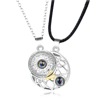 100 languages magnet necklace projection stone sun and moon couple necklace wholesale magnet pendant accessory pair