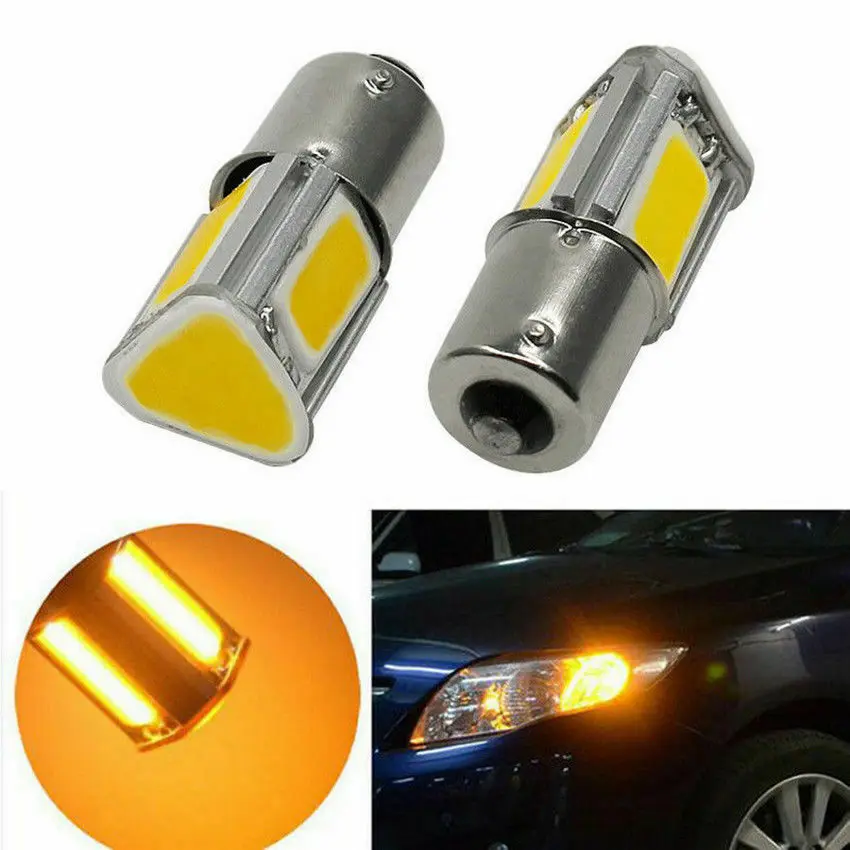 

Yellow Turn Signal Rear light Amber BA15S 1156 Bulb 12V DC 360 Degrees Super Bright White 2x