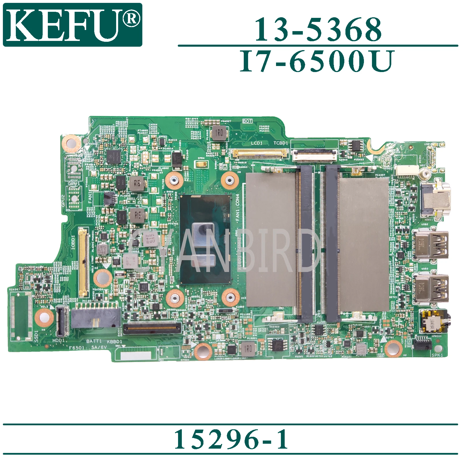 

KEFU 15296-1 оригинальная материнская плата для ноутбука Dell Inspiron 13-5368 с I7-6500U материнская плата для ноутбука