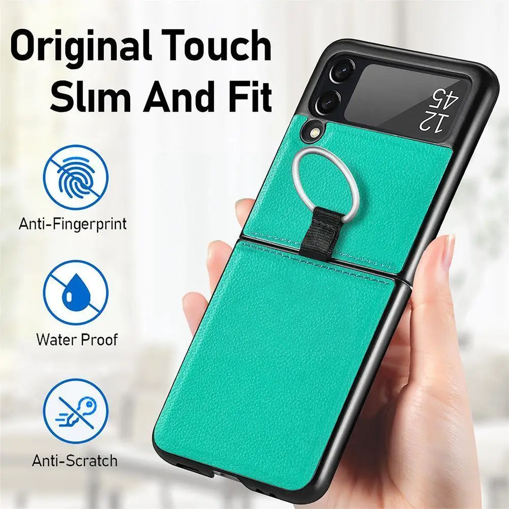 

Phone Case For Samsung Galaxy Z Flip 3 Flip3 5G Phone Cover Matte Leather Hard Plastic Case L0T6