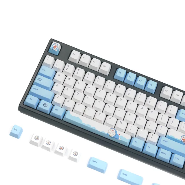 Механическая клавиатура Doraemon PBT keycaps, OEM профильная клавиатура с 108 клавишами, сублимационная печать для переключателей Chrry MX 104 108, клавиатуры 1