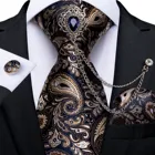 2022 новый дизайн, модный мужской набор брошей и галстука, Роскошный шелковый галстук с пейсли-рисунком, набор запонок и носовых платков
