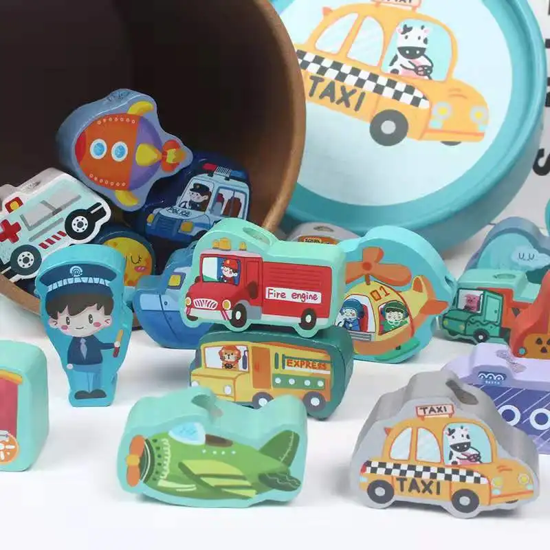 Traffic digital Ранние Обучающие деревянные игрушки детские игрушки Сделай Сам мультфильм фрукты животное нанизывание деревянные бусины Monterssori игрушка для детей - Цвет: Traffic digital