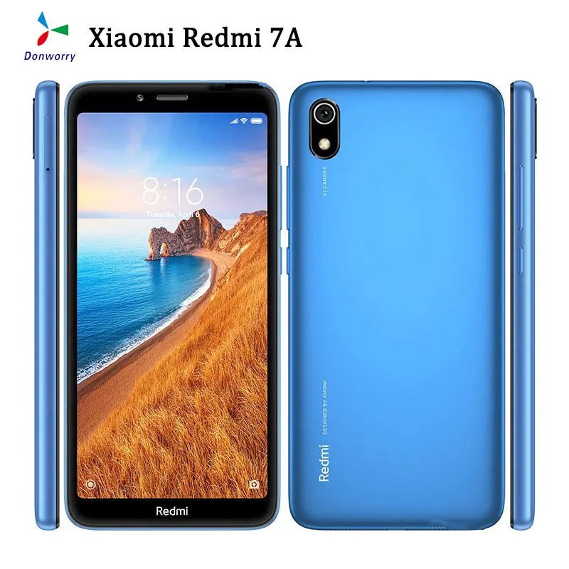 Разблокированный смартфон Xiaomi Redmi 7A, экран 5,45 дюйма, 2 ГБ 32 ГБ, 4000 мАч, глобальная версия, поддержка двух SiM-карт, сканер лица, 4G, сотовый телефон...