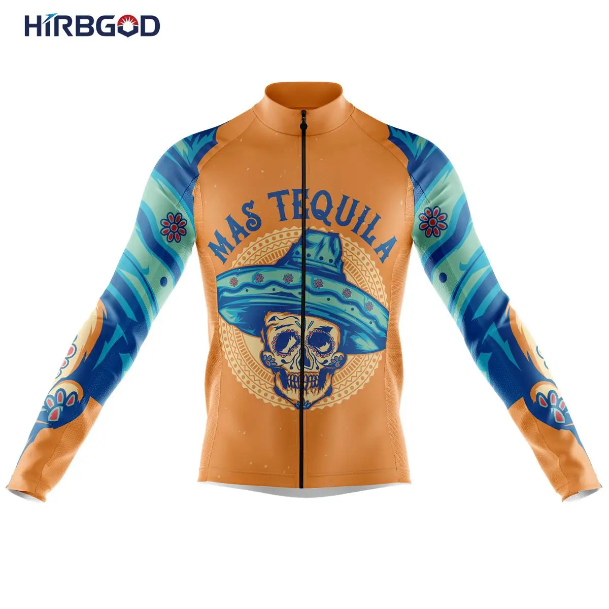 

HIRBGOD Club Fit New Cap Hat Skull Cycling Jersey Men Long Sleeve Spring Bicycle Clothes Pocket BIker Wear for Riding,TYZ815