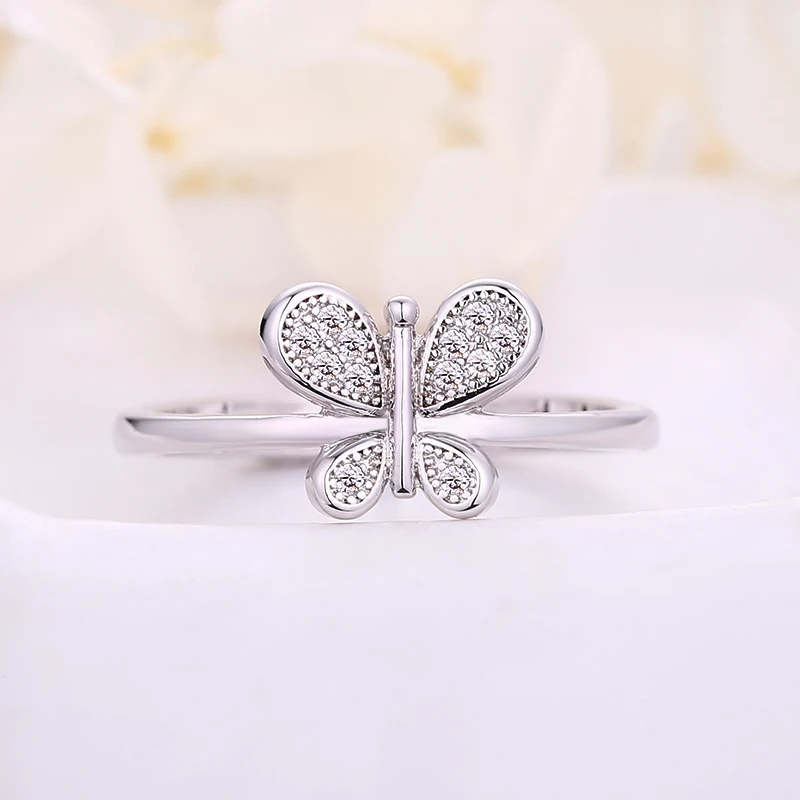 PHOEBEJEWEL Новая серебряная бабочка палец кольца для женщин Рождество День рождения