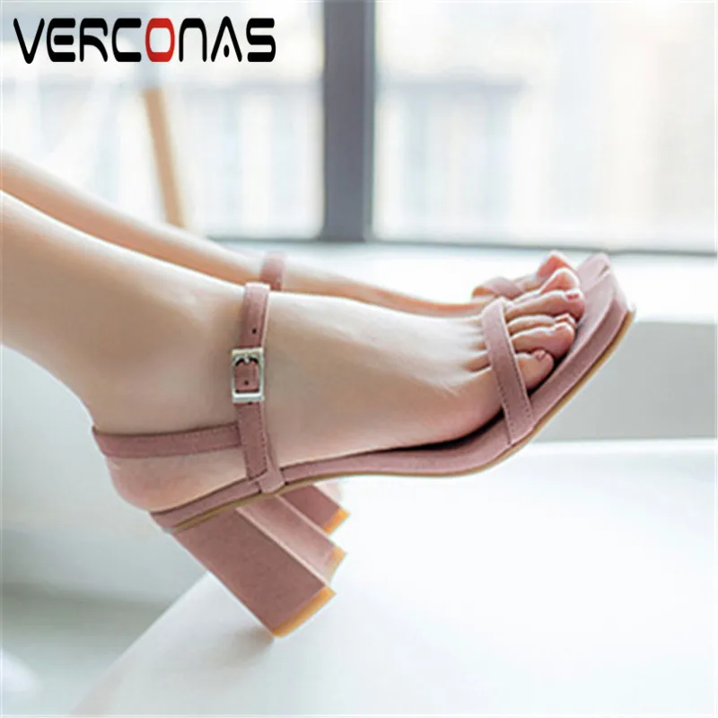 

VERCONAS Women Spring Summer Thick Heel Sweet High Heels Popular Shallow Lace Up Sandals Working Shoes Concise Shoes Woman