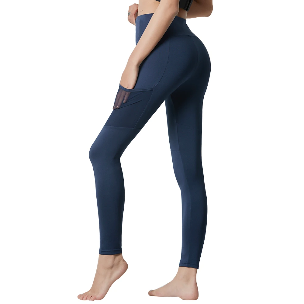 

High Waist Yoga Leggings with Pockets Mesh Polyester Stretch Sport Tights Running Pants For Women Athletic Leggings Fitness Pant