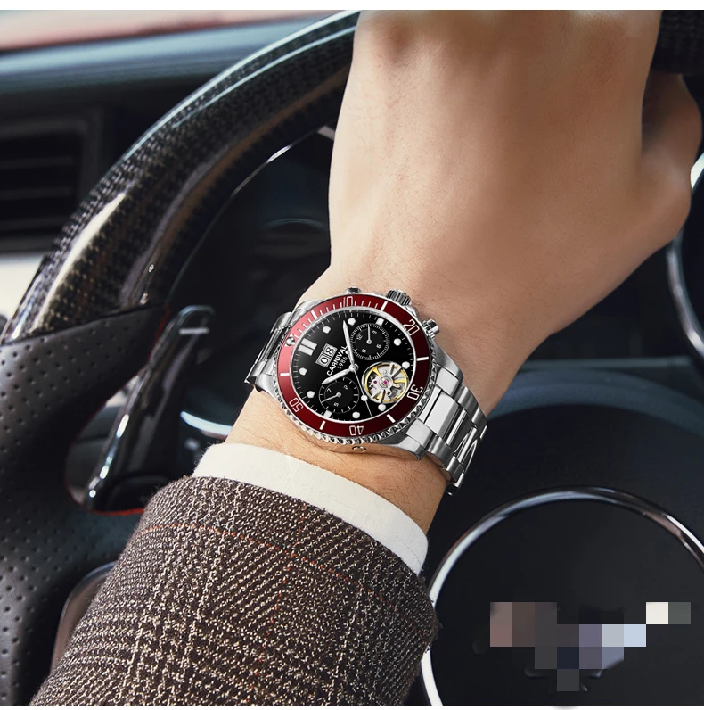 Tourbillon механические часы для мужчин Топ люксовый бренд карнавальные часы спортивные автоматические часы водонепроницаемые мужские часы Relogio светящиеся
