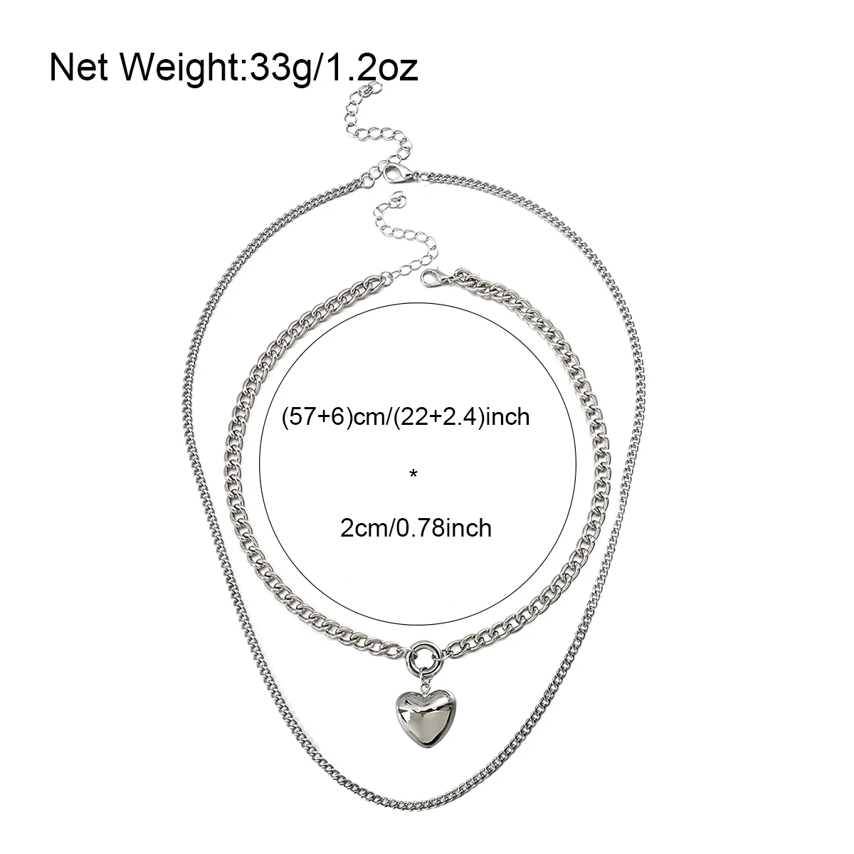 

Flashbuy Punk Silver Color Thick Chain Necklace Love Heart Pendant Necklaces Women Men Choker Statement Hip hop Jewelry Collar