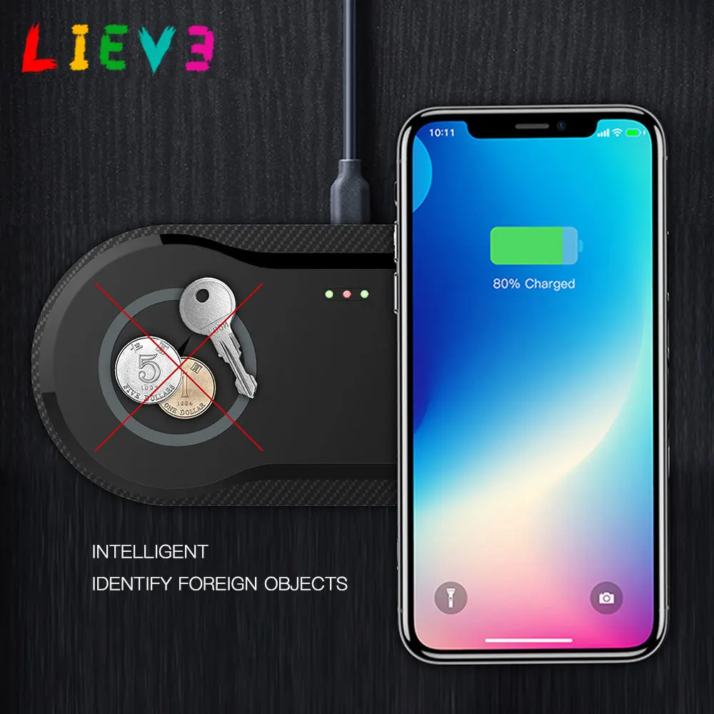 

LIEVE 2 in 1 Dual Seat Qi Wireless Charger Pad For iPhone 11 Pro X XS MAX XR 8 Samsung S9 S10 S20 Wireless Charging Dock Station