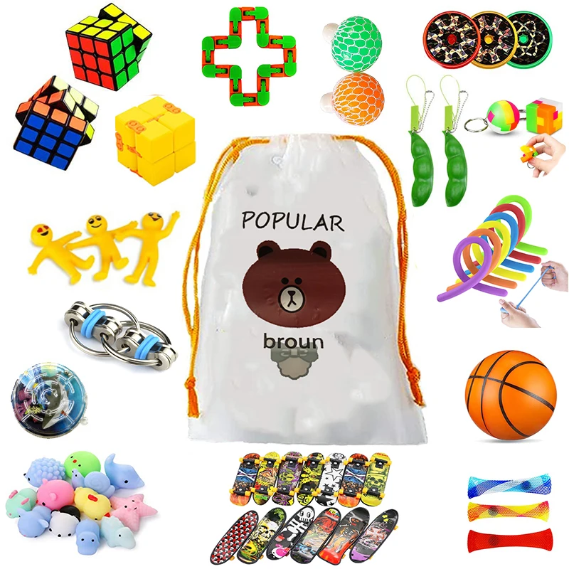 Push Bubble Sensory Fidget Toy Pack Children Adult Pressure Relief Soft Squishy Stretchy Strings Gift Fidget Toys 2022
