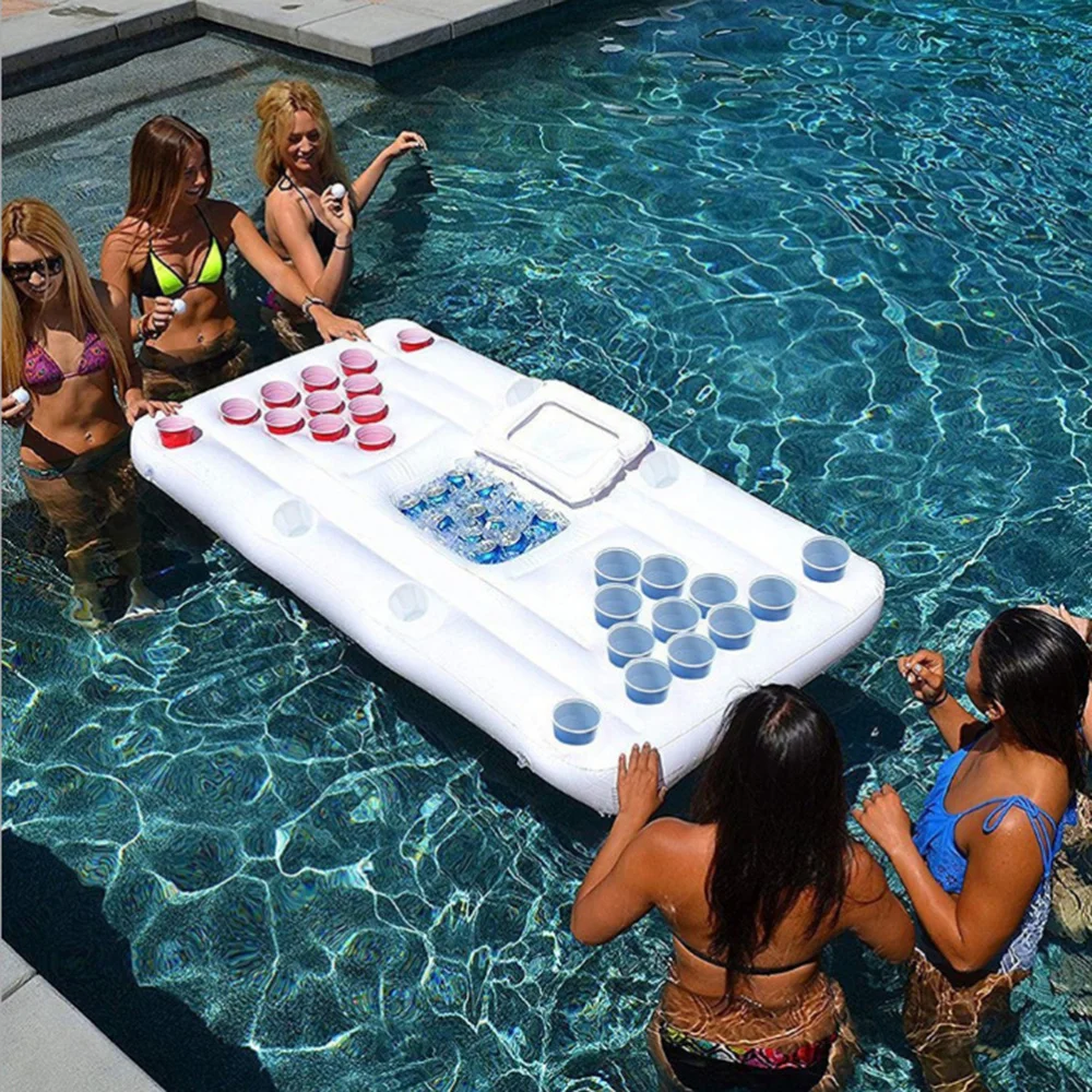 

1PC Inflatable Beer Table Portable 28 Cup Hole Float Row Water Beverage Ice Bucket Floating Bed Water Inflatable Table for Water