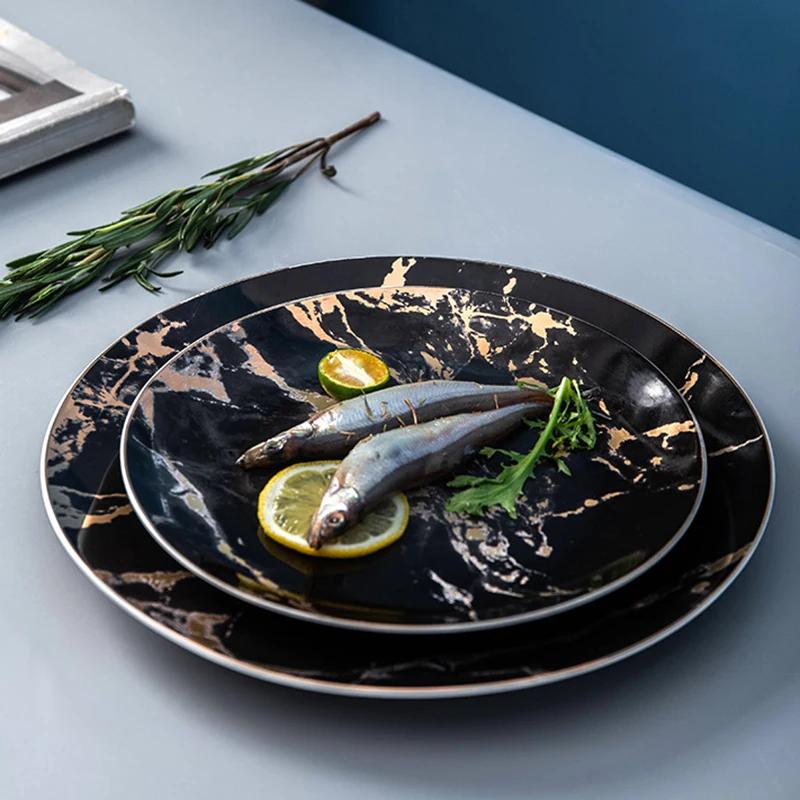 

Marbling Ceramic Dinner Plate Bone China Dish Nordic Creative Dishes And Plates Household Pasta Dessert Tableware Platos De Cena