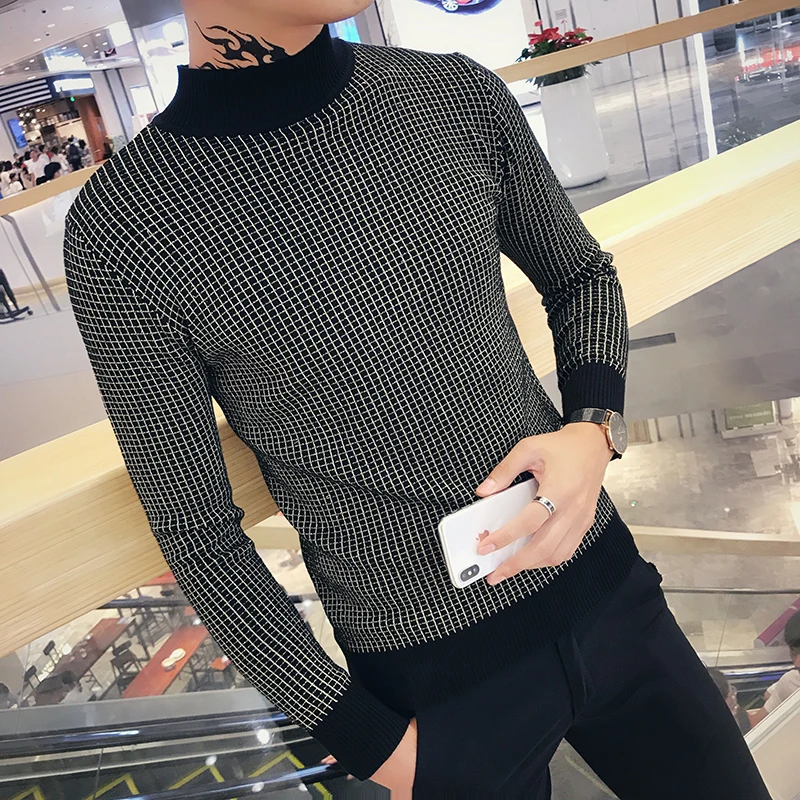 Sueter Hombre свитер с длинным рукавом в клетку мужской Ropa Invierno Осенний пуловер для